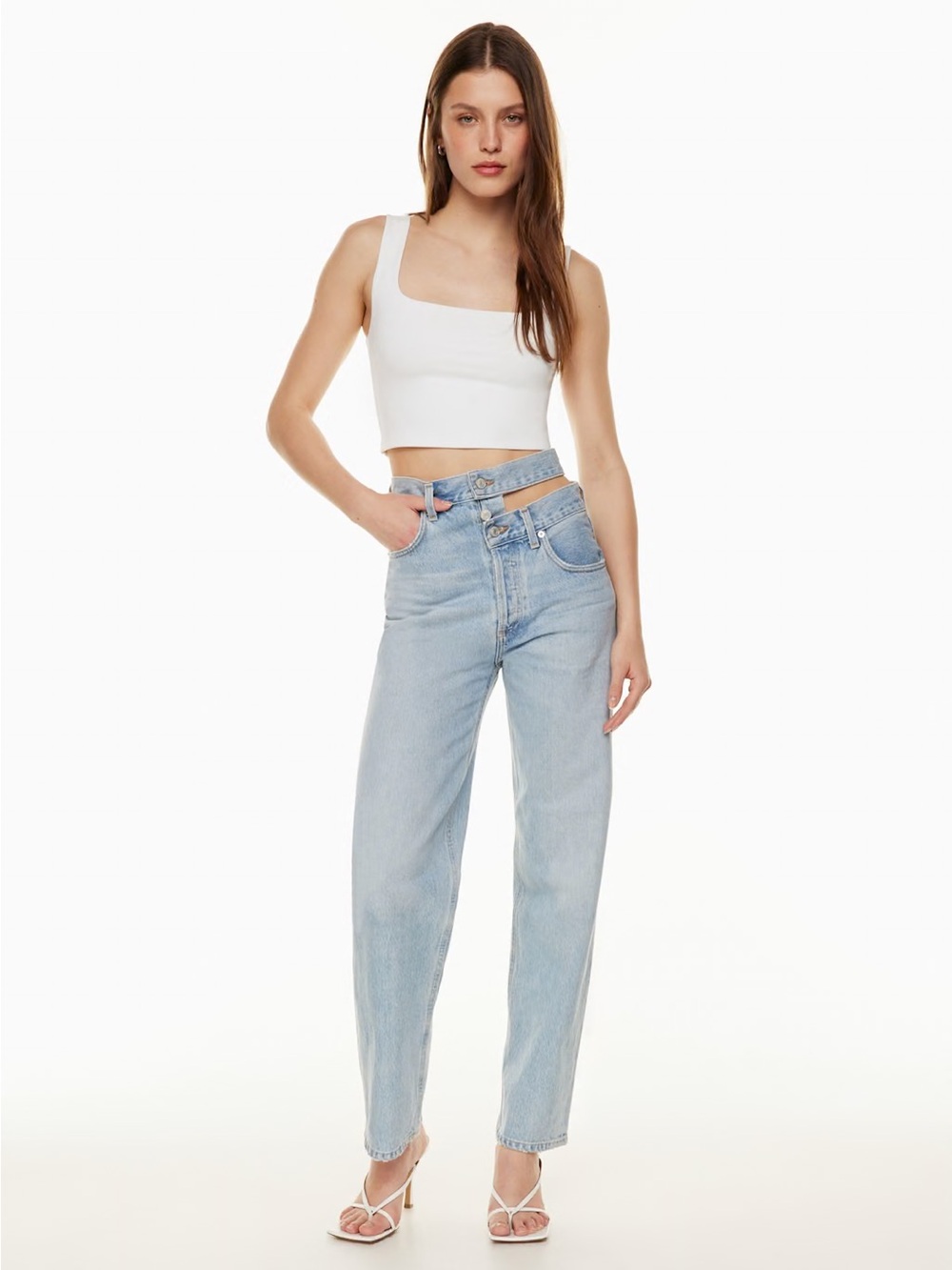 Agolde Light Wash Double Waist High-Rise Jeans